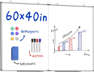 Large 60''x40'' Magnetic Dry Erase Whiteboard with Accessories & Aluminum Frame
