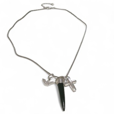Georgio ARMANI Black Horn Cross Armani Logo Sterling Silver