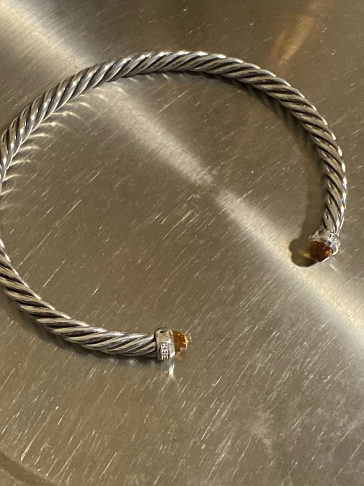 Brazalete David Yurman 4 mm plata de ley FLEX citrino mediano Foto 4 de 4