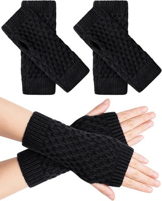 Halb Fingerlose Handschuhe Winter Pulswärmer Daumenloch Strick Unisex