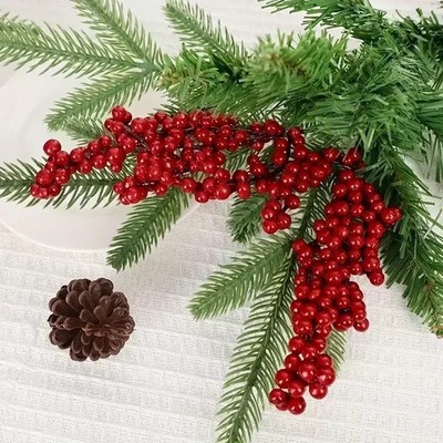 Künstlicher Blumenzweig Staubbeeren Weihnachtsdeko Indoor Dekoration