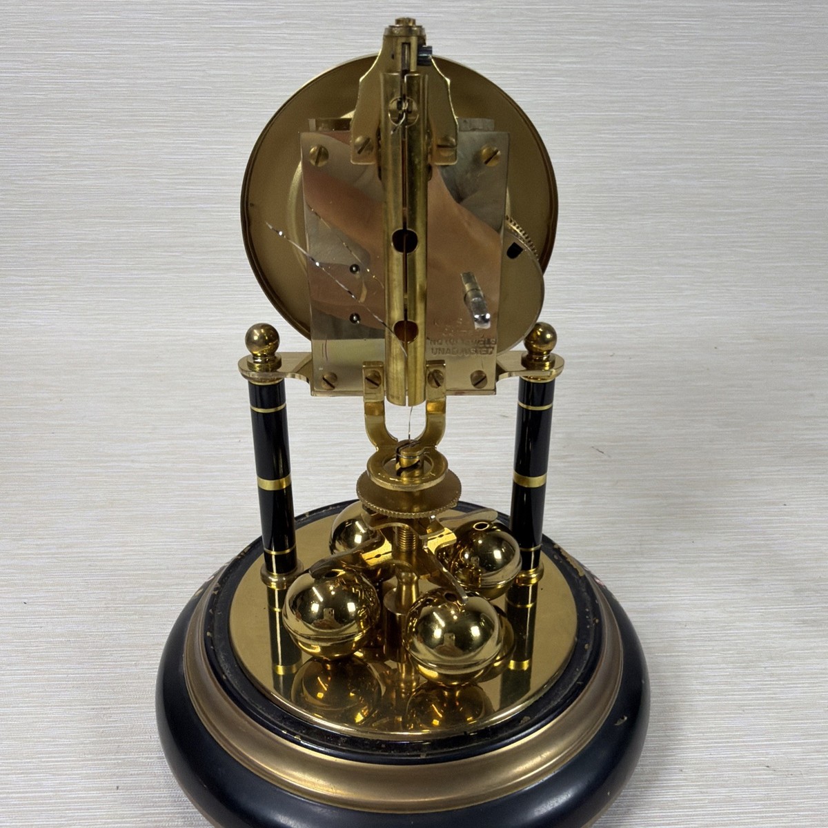 Rare VTG Kein Torsion Clock German Anniversary Mantel Clock Floral