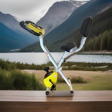 Upright Exercise Bike A90-192 Adjustable Seat LCD Display Heart Rate Yellow