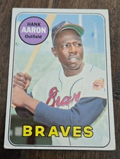 1969 TOPPS CARD HANK AARON ATLANTA MILWAUKEE BRAVES BREWERS HOF MID GRADE # 100