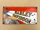 VINTAGE HARLEY-DAVIDSON MOTORCYCLES 12x6" MOTOR OIL GASOLINE PORCELAIN GAS SIGN