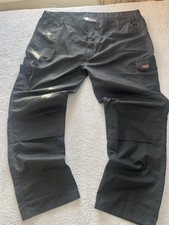 Work Cargo Trousers Black  (BLK)Men's W48 Elasticated L33 New