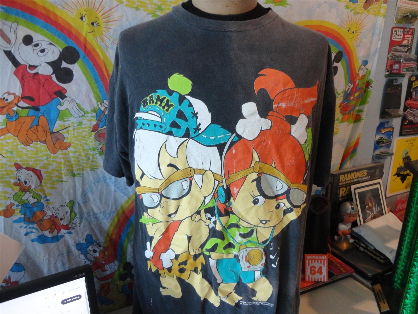Vtg 1994 Flintstones Pebbles Bam Bam Soft single sth Fred Flintstone T Shirt 2XL