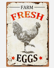 Vintage Farm Fresh Eggs Chicken Coop Tin Metal Signs Home D cor 8x12