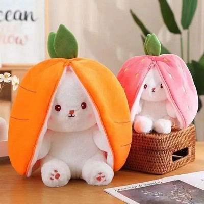 25cm Cute Strawberry Carrot Rabbit Plush Toy Soft Bunny Doll Kids Gift
