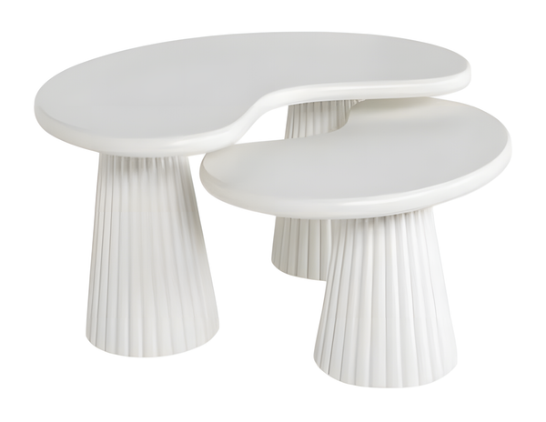 Moderner WeißEr Holz Couchtisch Und Beistelltisch Set-image