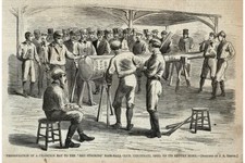 Photo:Present,champion bat,Red Stocking,Cincinnati,OH,1869