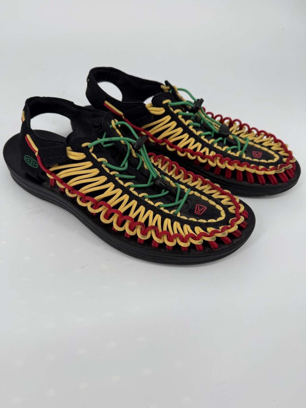 Men's UNEEK Classic Two Cord Sandals in Black Red Yellow Green Size 13 US