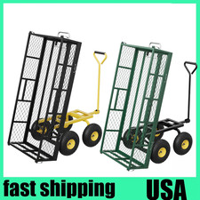 900lbs Heavy Duty Garden Cart Wagon, 3-in-1 Utility Yard Cart w/ Removable Sides