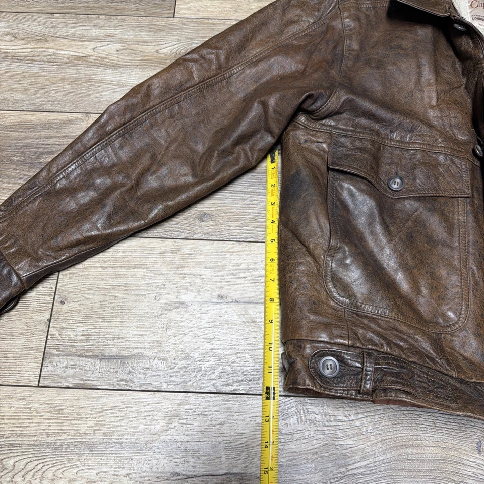 ABRIGO CHAQUETA RETRO DE CUERO MARRÓN NIEBLA CLIPPER VINTAGE PARA HOMBRE 42 LARGO Foto 2 de 4