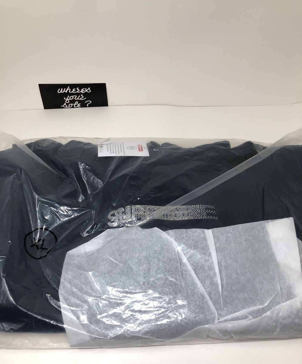 Supreme Swarovski Motion Logo XL Extra Large Navy Blue Hooded