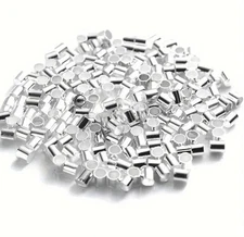 Silver Jewelry making Tube Crimp Beads 100pcs Findings sale 2mm