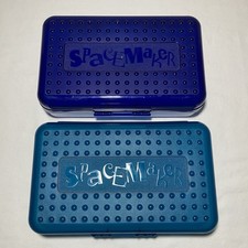Vtg 90  s Spacemaker Pencil Box Case Lot Of 2 Blue Clear, Plastic Storage, Used