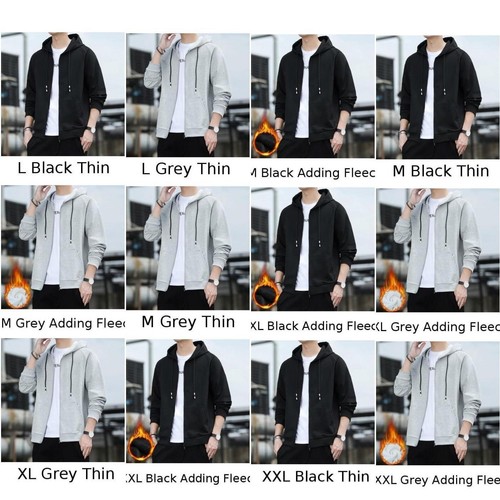 Men Loose Casual Hooded Jacket Windproof Solid Color Comfortable Outerwear - Picture 11 of 20