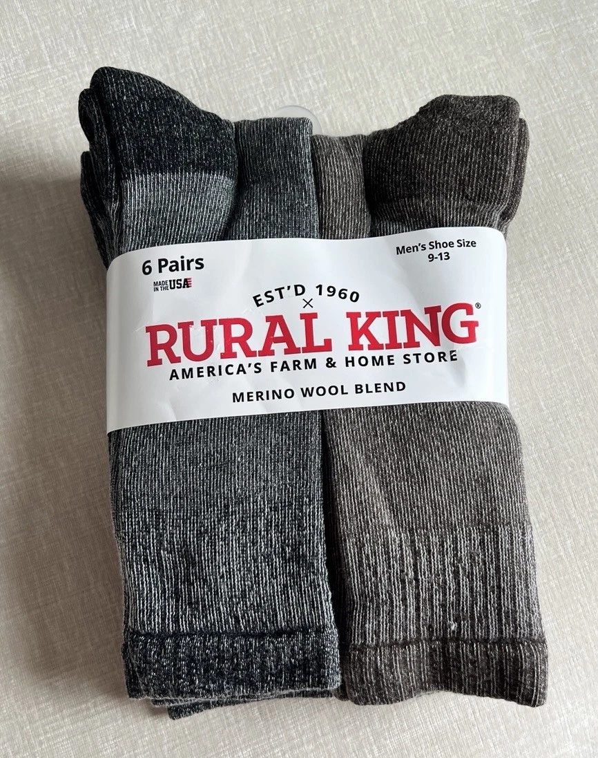 Men's Merino Wool Blend Calf Sock 6 Pack Thermal Outdoor Hiking Winter Boot Crew