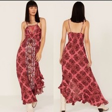 Free People Intimately That Moment Maxi Slip Dress Sz L Berry Anthropologie Boho