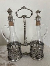 Vintage Cosi Tabellini Pewter Cruet Oil And Vinegar Set