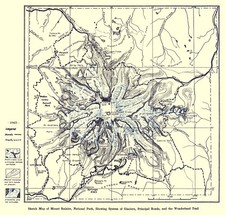 Historic State Map - Mount Rainier National Park - Putnam 1925 - Vintage Wall