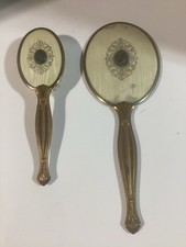 Vintage Vanity Hair Brush and Hand Mirror 2 Piece Set Victorian Look