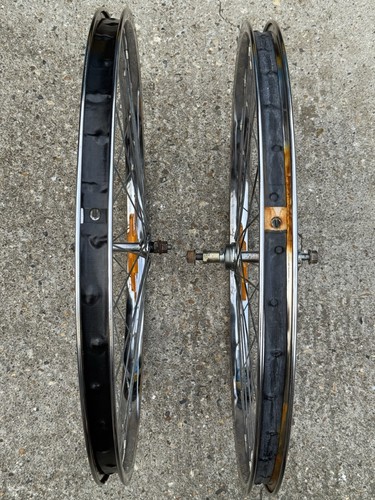 26” Chrome Steel Retro Bike Vintage Bicycle Front & Rear Wheelset 36 Spoke - Picture 19 of 23