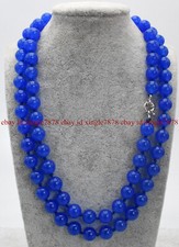 Natural 6/8/10mm Blue Jade Round Gemstone Beads Necklace 36" AAA 