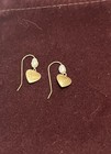 Hearts 14kt Yellow Gold Freshwater Pearls Diamond Cut Hearts Dangle Earrings. — photo 2