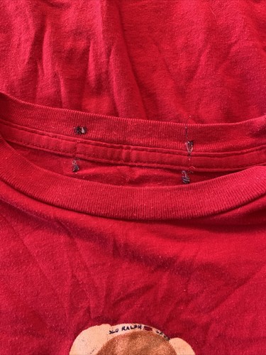 Polo Bear Ralph Lauren T Shirt Tee Vintage Single Stitch 90s Red Size Large - Picture 6 of 6