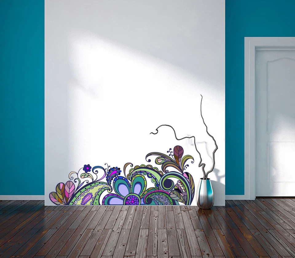 Calcomanía de flores, pegatina de pared de ramo, calcomanía de pared de plantas, decoración del hogar de jardín de flores Foto 3 de 4