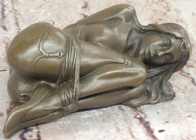 VINTAGE BONDAGE GIRL BRONZE ART DECO STATUE NO RESERVE HOT CAST SCULPTURE DECOR