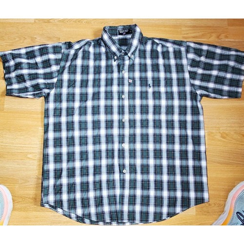 Polo Ralph Lauren uomo verde Madras camicia manica corta vestibilità scollata taglia Xlarge - Foto 8 di 10