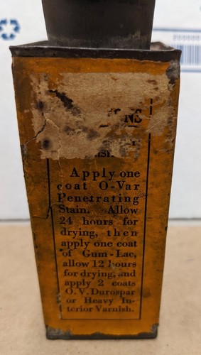 Vintage Ovar Penetrating Stain Tin Can Ohio Varnish Co. Cleveland Ohio OH - Picture 6 of 10
