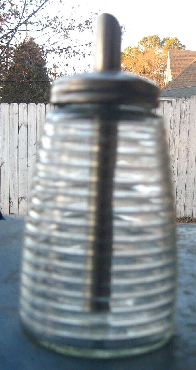 VTG Bee Hive Glass Sugar Jar w/Metal Pour Spout HONEY DRIPPER GERMANY