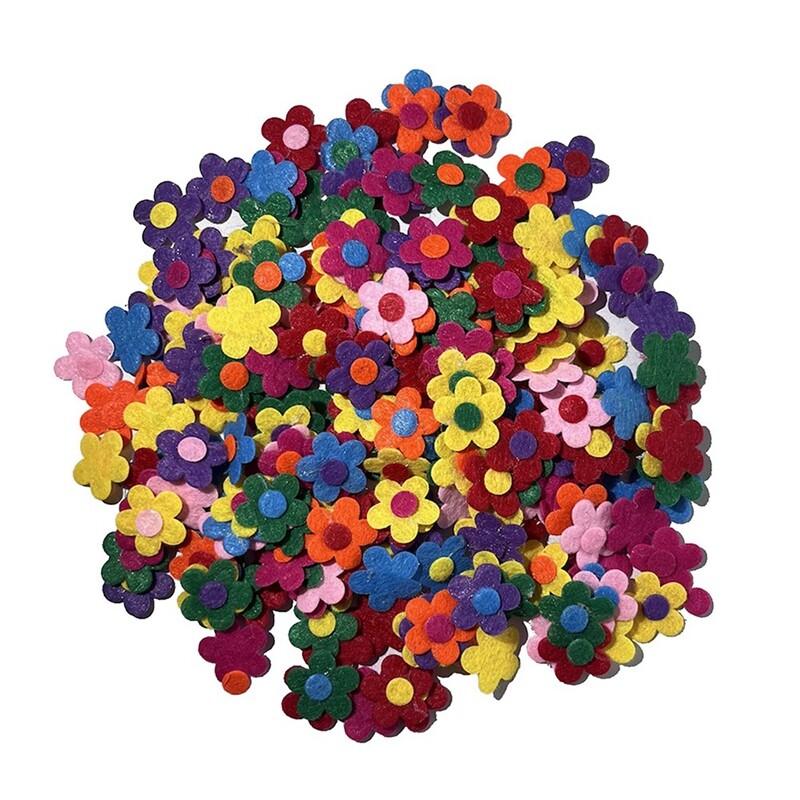 300PCS Non Woven Felt Fabric Flower Wall Stickers for School