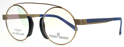 ROBERT RUDGER RR001 Col 3 Gold Navy Mens Round Eyeglasses 47-17-145 B:45