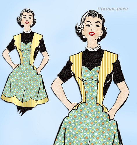 1950s Vintage Anne Adams Sewing Pattern 4568 Cute Fitted Scalloped Apron Medium - Picture 6 of 6