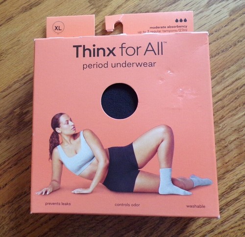 THINX~BOYSHORTS Period Underwear~Reg. and Plus Sizes~BLACK~Asst. Sizes