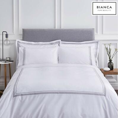 Bianca Bedding Hepburn 100 Cotton Panel White Grey Boutique