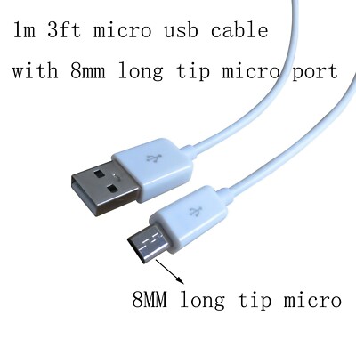  1m 3ft Micro USB 2.0 Cable for Data transfer and Charging with long tip FLEAVER