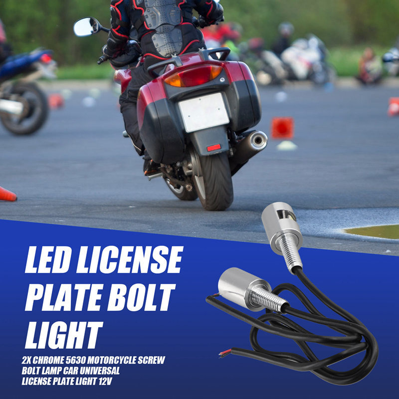 2X Chrome 5630 Motorcycle Screw Bolt Lamp Car Universal License Plate