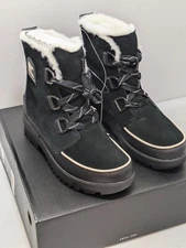 Sorel Tivoli IV Waterproof Black Suede Winter Ankle Boots NL3425-010 New w/ Box