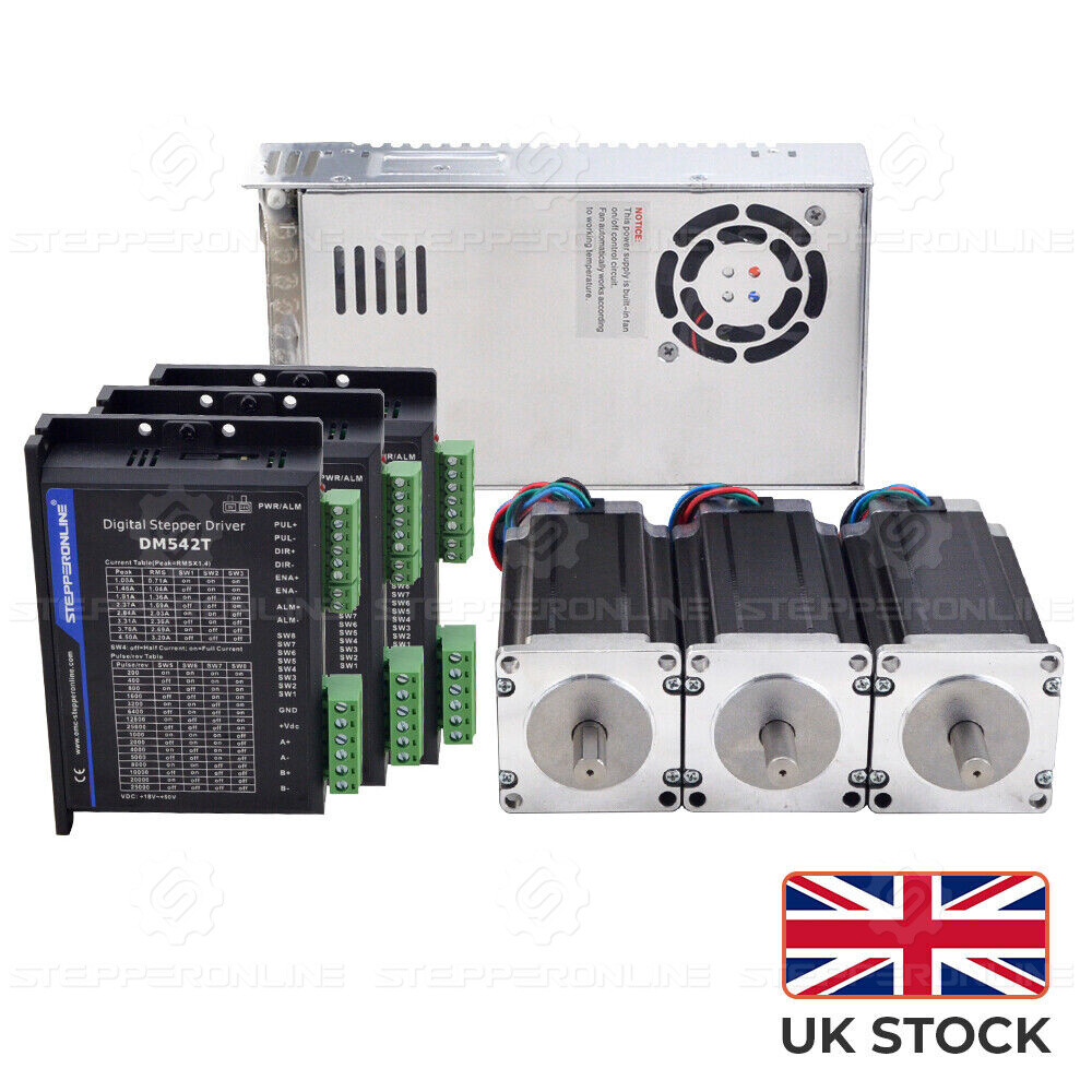 STEPPERONLINE 3 Axis Nema 23 Stepper Motor 3Nm &Driver DM542T for CNC Router Kit