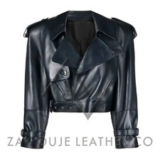 Cropped Leather Jacket Womens