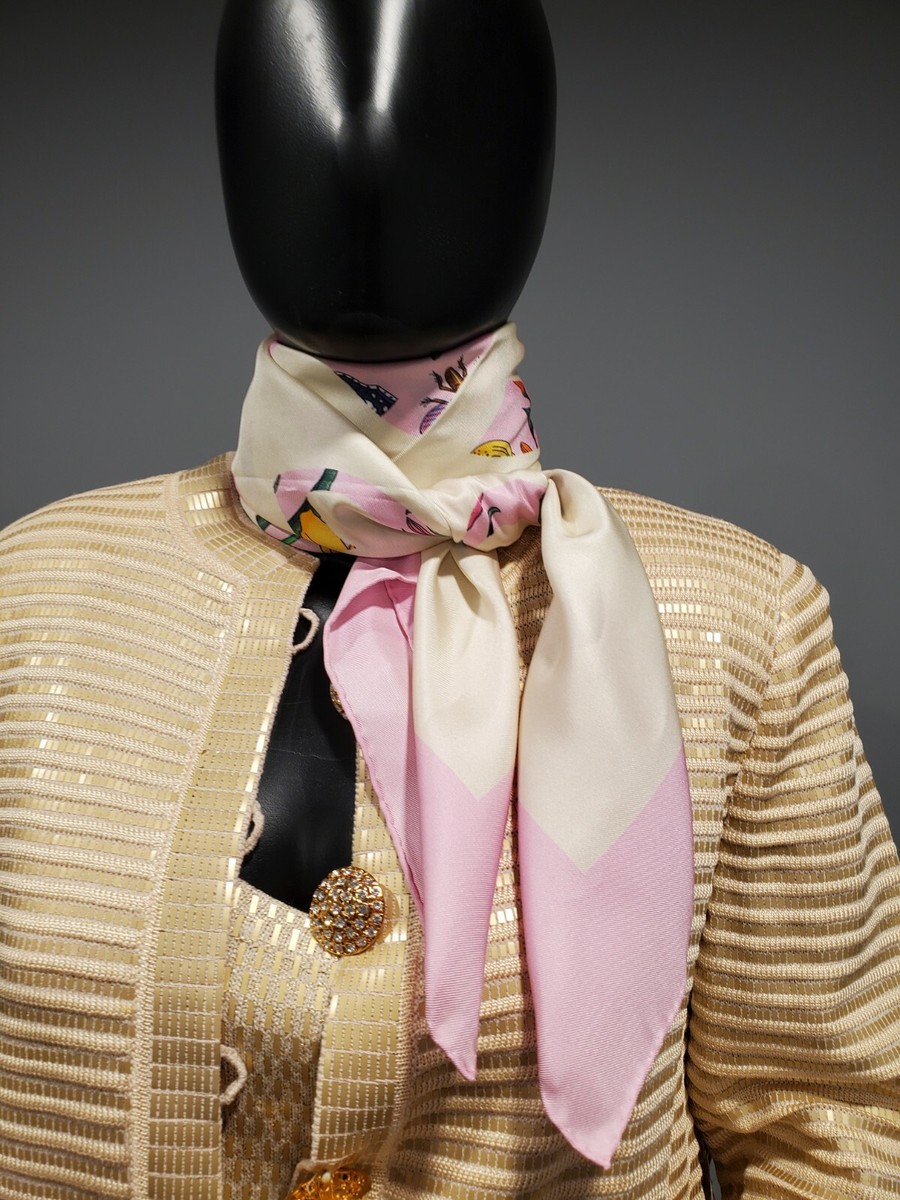 NEW 100% Authentic GUCCI Pink Floral Print Silk Vintage