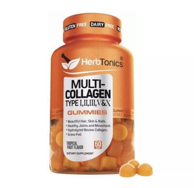 Herbtonics Multi Collagen for Women - Biotin Gummies for Hair Skin & Nails - ...