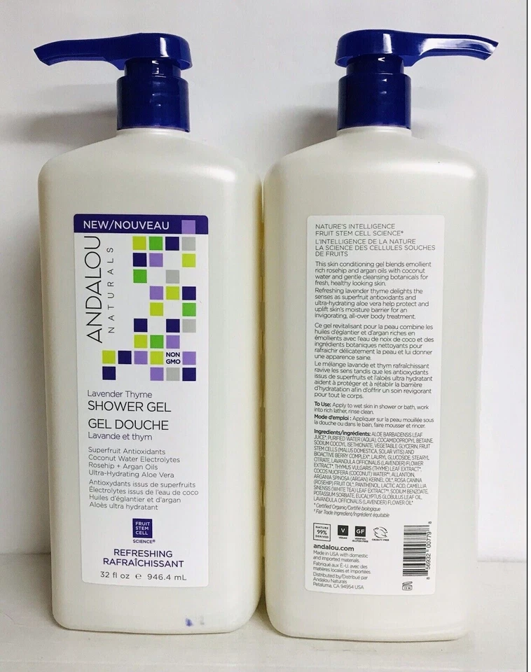 1/32oz Bottle Each New Andalou Naturals ~ Lavender Thyme Refreshing Shower Gel - Image 2 of 2