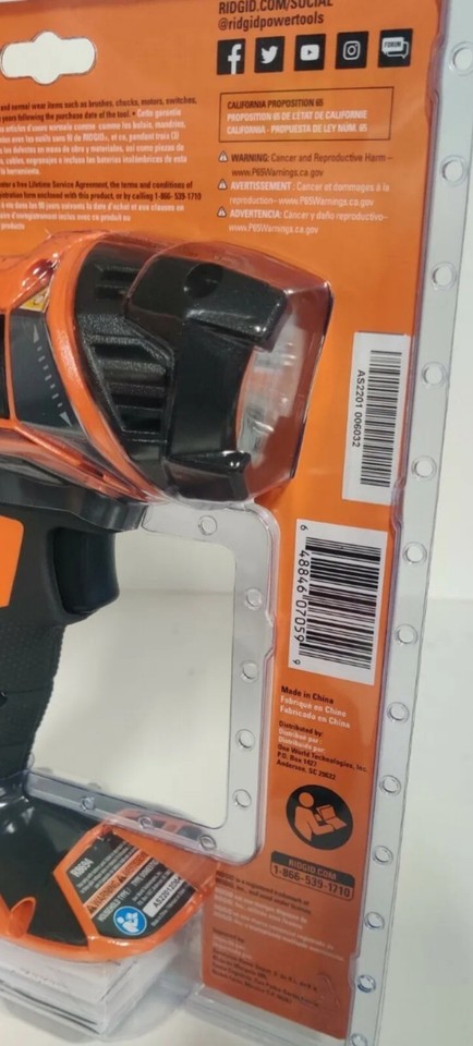 RIDGID Cordless Torch Light Hex Grip Rotating Head 330 Lumens 18 Volt ...